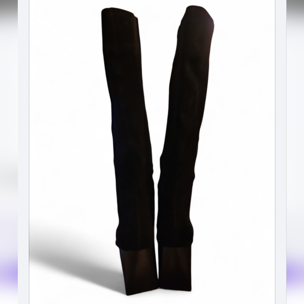 Blondo Tessa Knee High Waterproof Boots Black Suede Womens 7.5 M B7318W Mid Heel - Picture 5 of 10